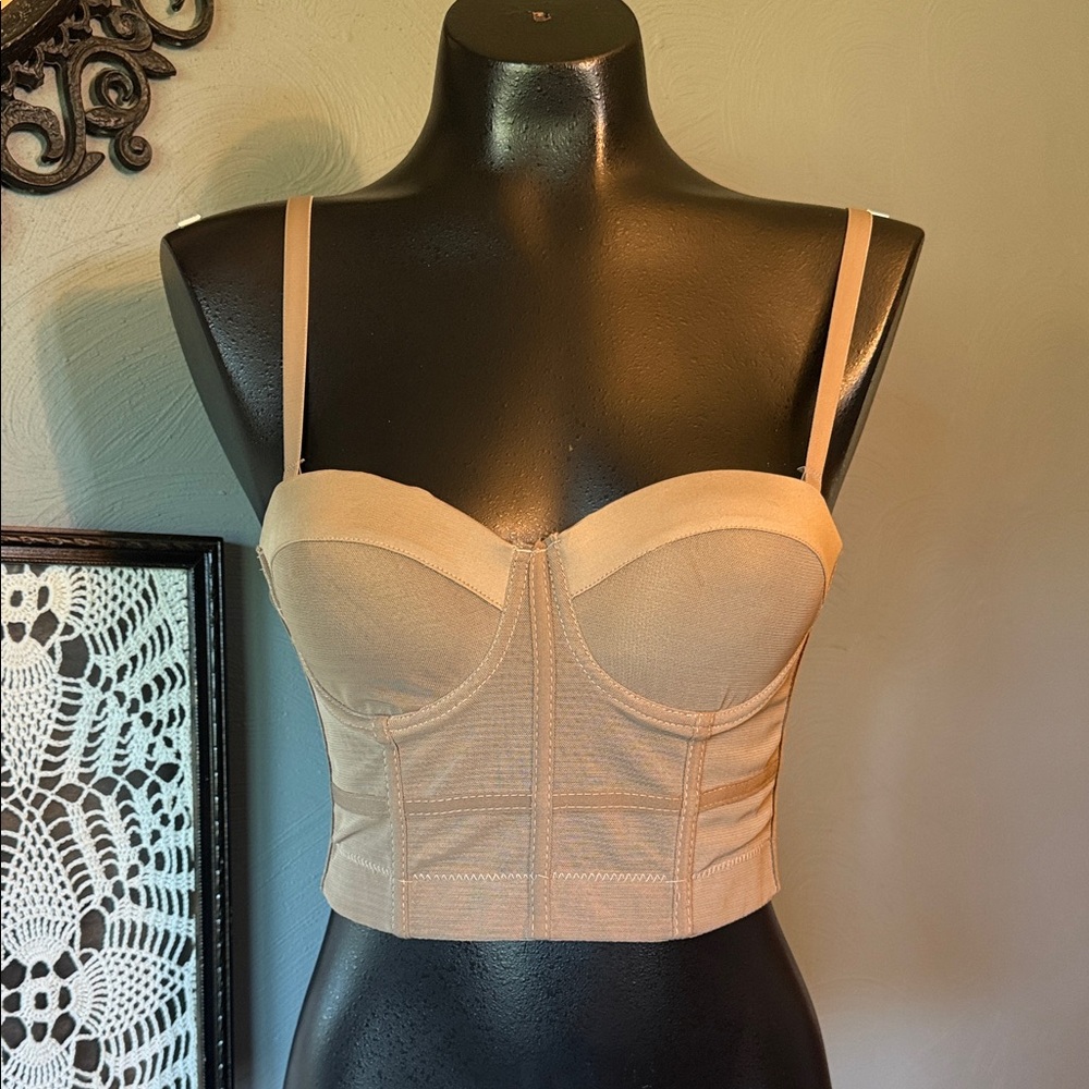 Source Unknown Nude Longline Bustier Crop Top